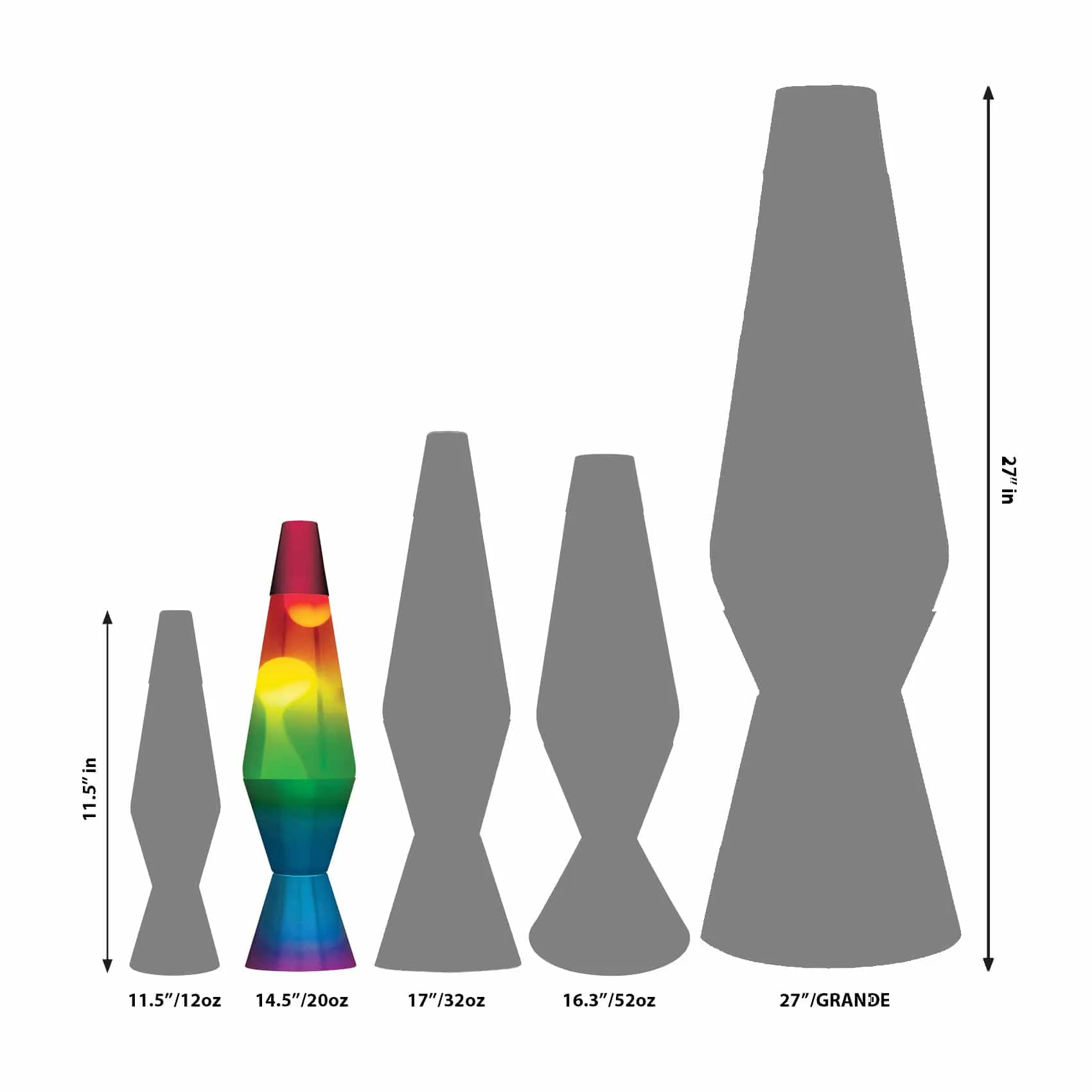 14.5" Lava Lamp Rainbow- White/Clear/Tricolor
