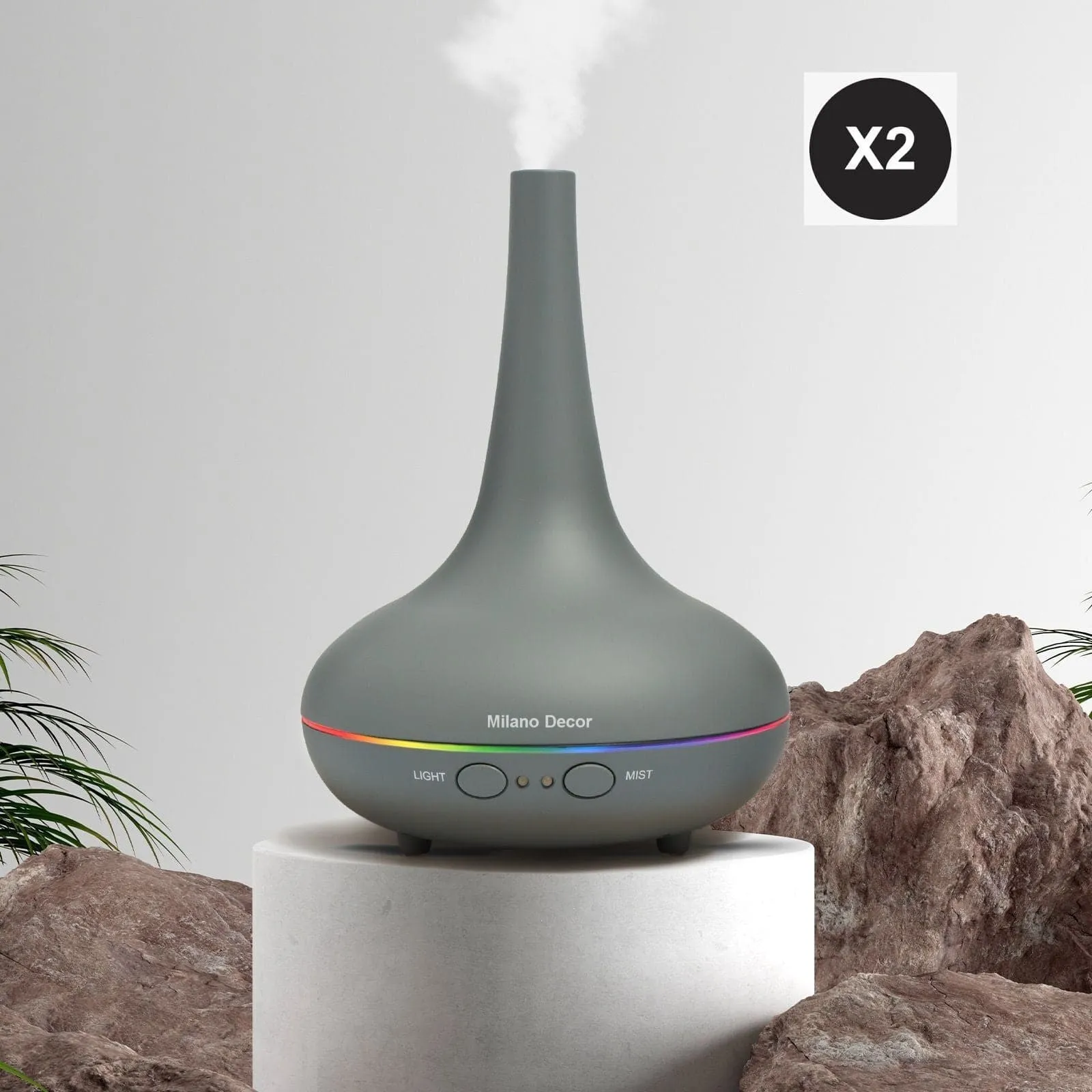 2 x Milano Decor Ultrasonic Aroma Diffusers Humidifier   6 Diffuser Oils Set