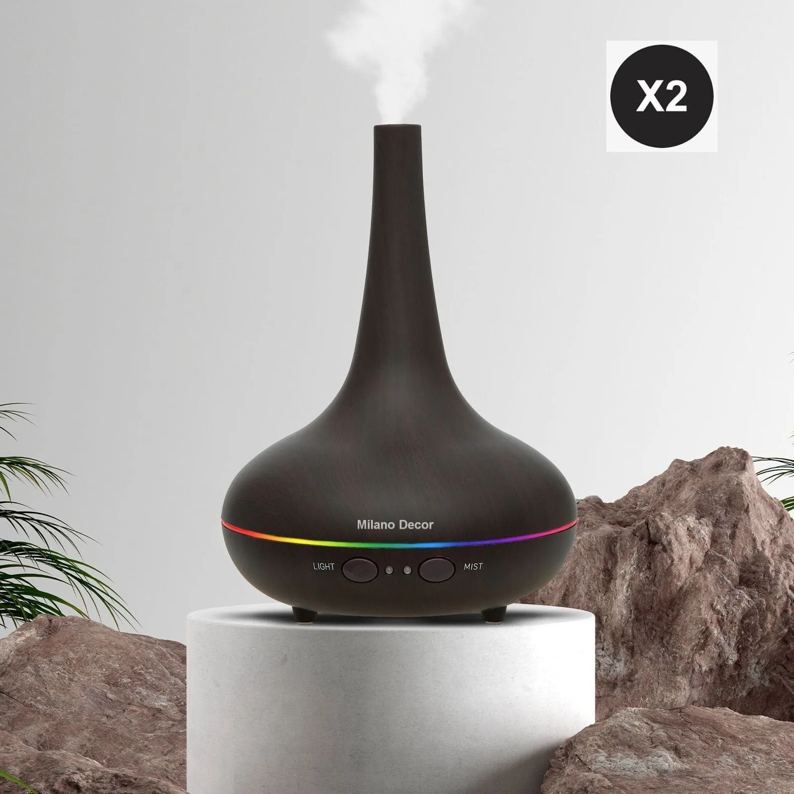 2 x Milano Decor Ultrasonic Aroma Diffusers Humidifier   6 Diffuser Oils Set