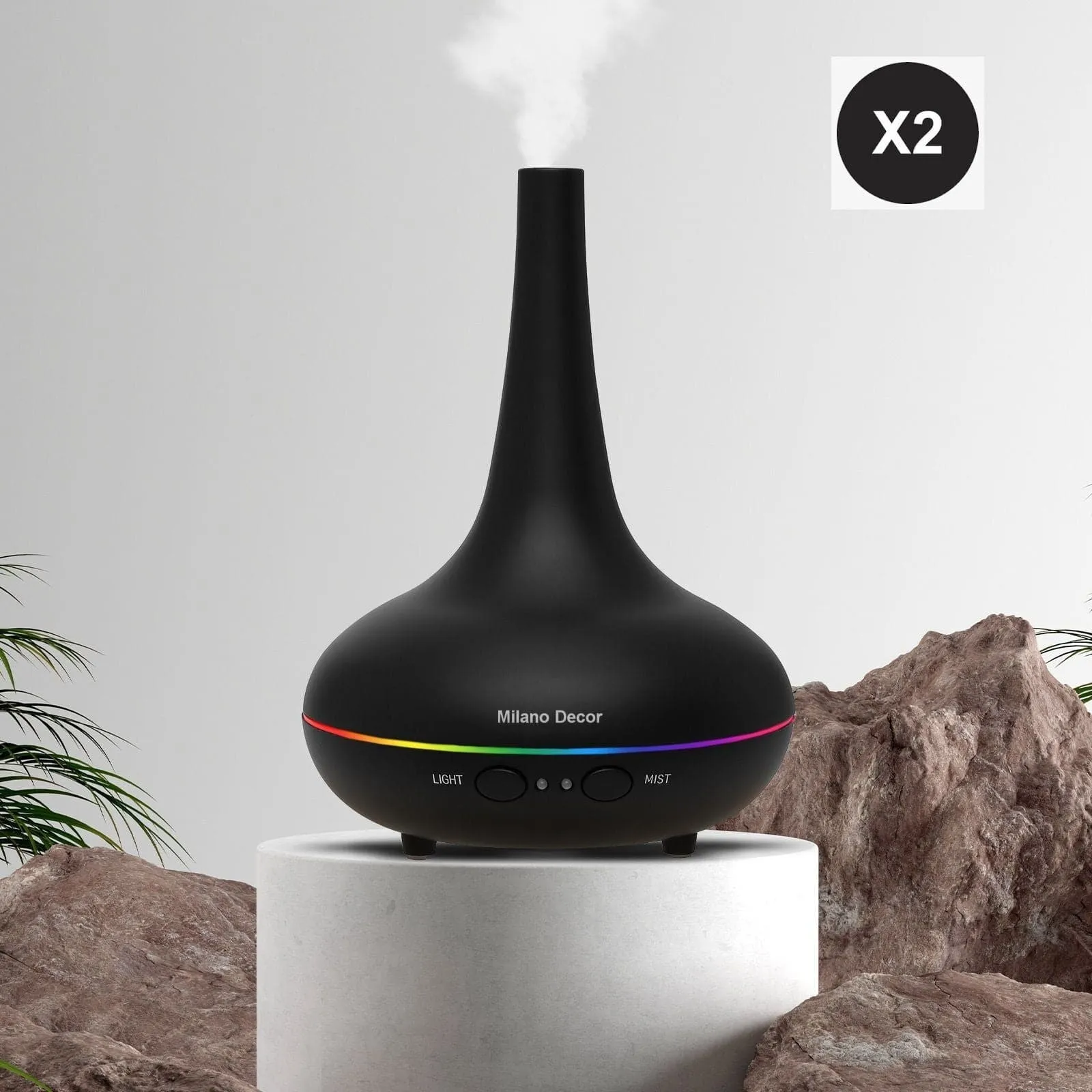 2 x Milano Decor Ultrasonic Aroma Diffusers Humidifier   6 Diffuser Oils Set