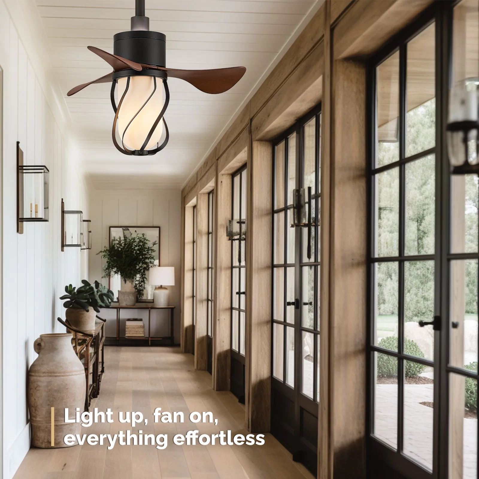 22" Orison Farmhouse Ceiling Fan with Remote and App Control for Bedroom Kitchen Patio