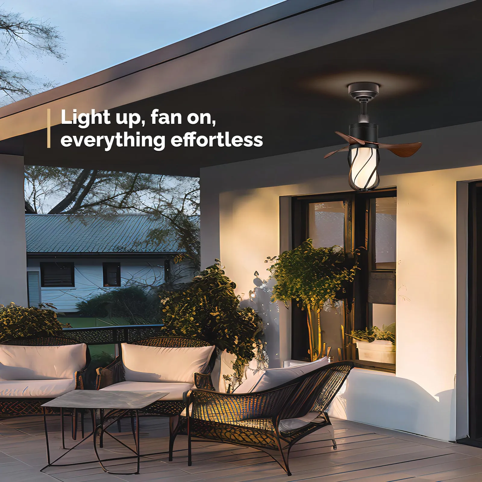 22" Orison Farmhouse Ceiling Fan with Remote and App Control for Bedroom Kitchen Patio