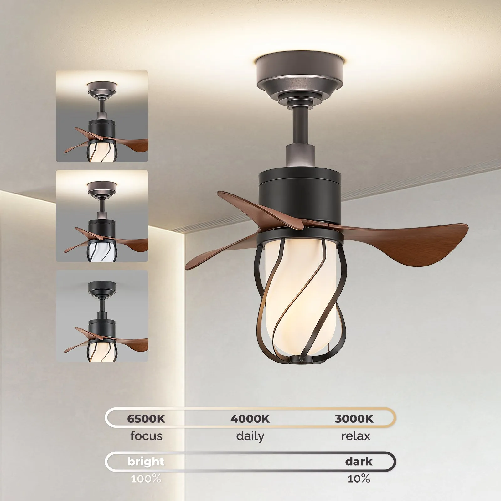 22" Orison Farmhouse Ceiling Fan with Remote and App Control for Bedroom Kitchen Patio