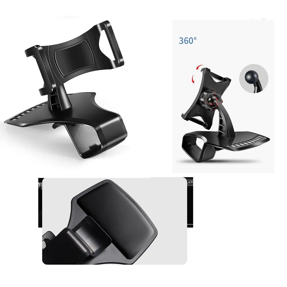 3 in 1 Car GPS Smartphone Holder: Dashboard / Visor Clamp   AC Grid Clip for FarEasTone Smart 509 - Black