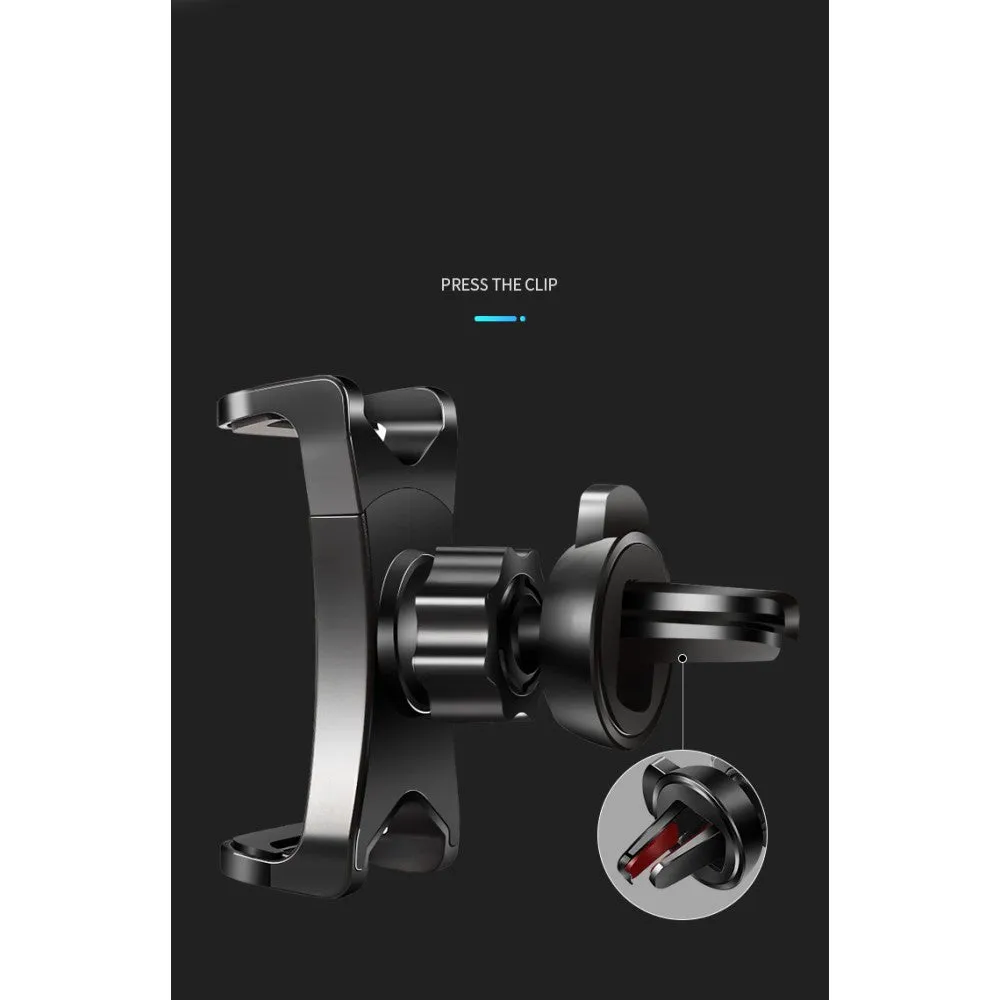 3 in 1 Car GPS Smartphone Holder: Dashboard / Visor Clamp   AC Grid Clip for FarEasTone Smart 509 - Black
