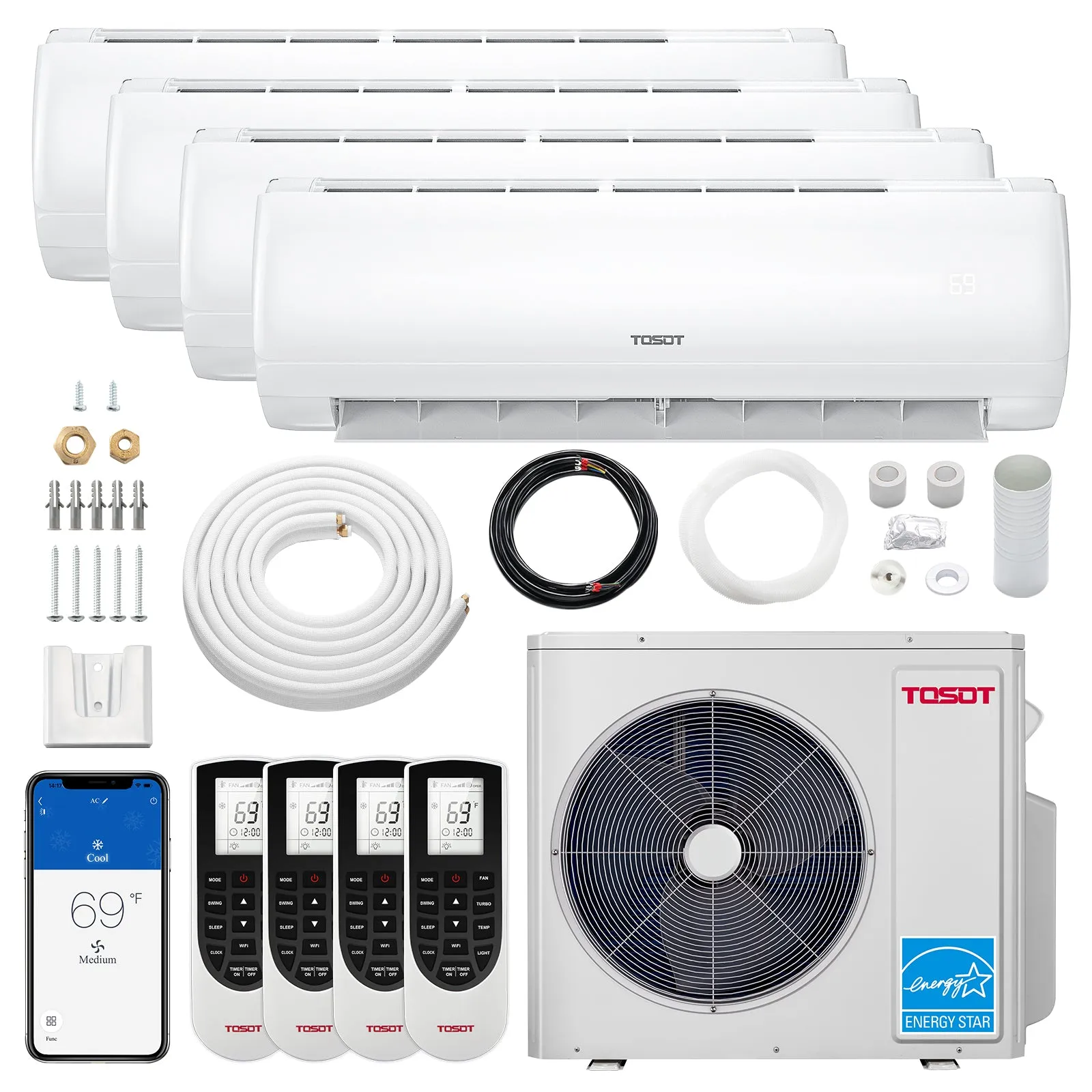 36,000 BTU Quad-Zone Mini Split Air Conditioner - Heat Pump