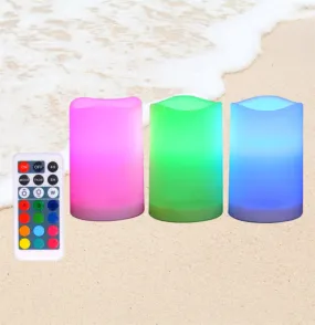 3pcs LED Candles Light Color Changing w Remote Control Battery Operated Set