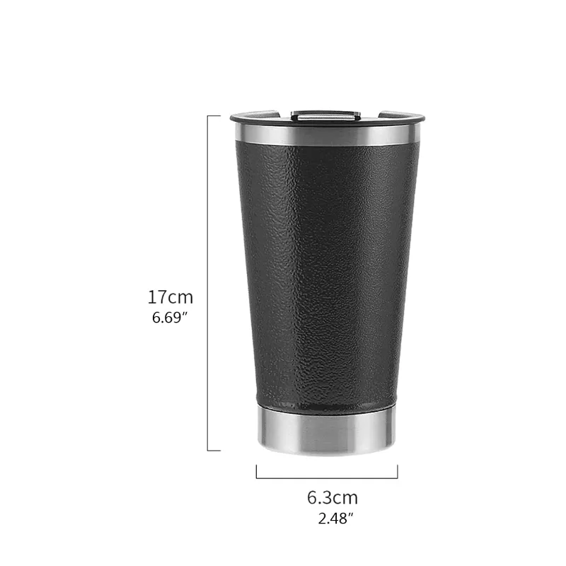 500ml Thermostat Vacuum Pint Tumbler AO-78106 BLACK