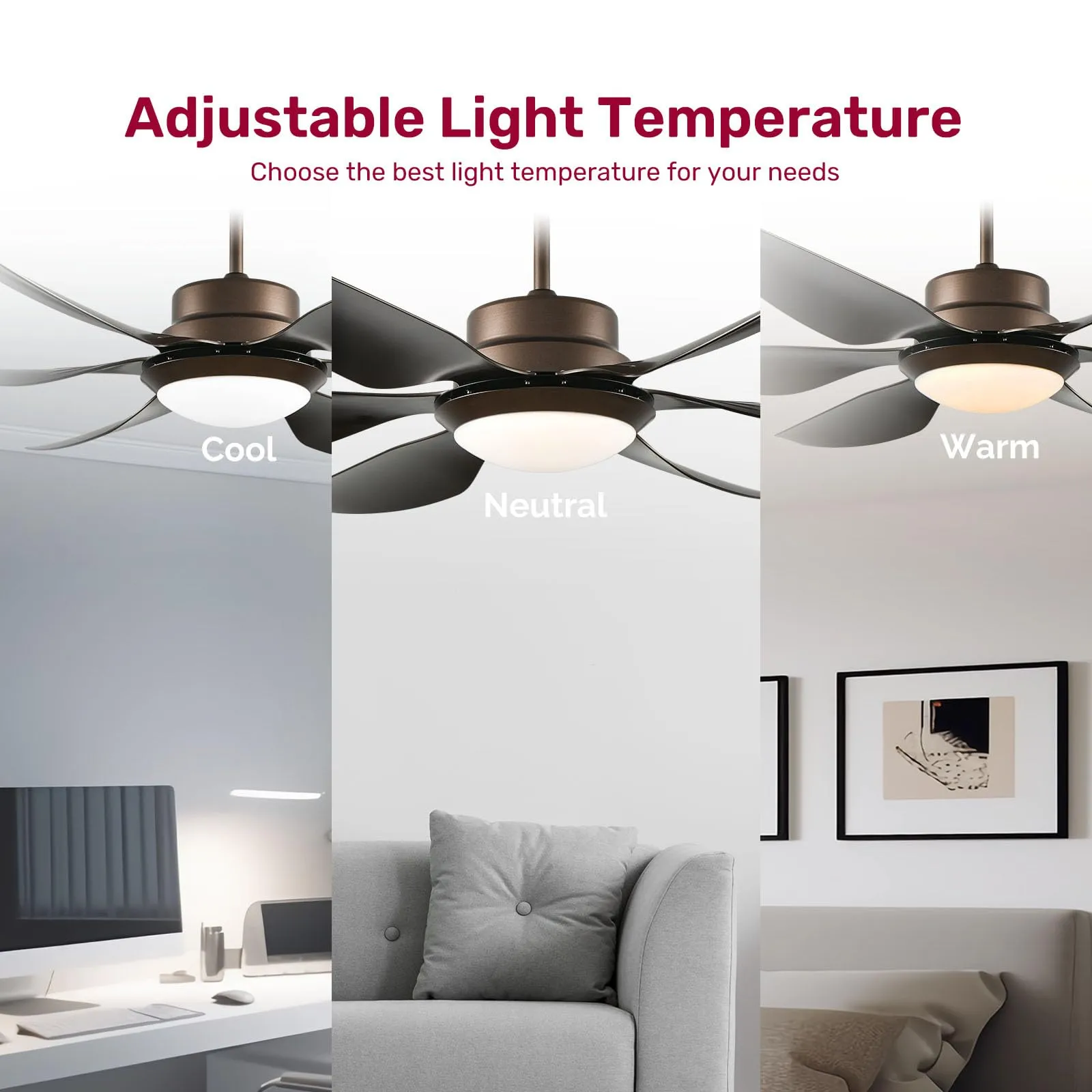 56" YANASO Large Ceiling Fan with Light and Remote - Indoor/Outdoor