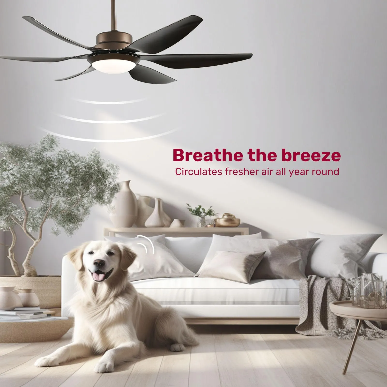 56" YANASO Large Ceiling Fan with Light and Remote - Indoor/Outdoor