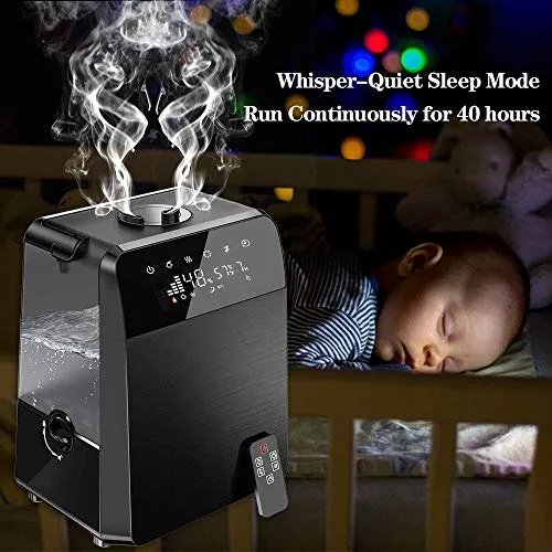 6L Warm and Cool Mist Humidifiers Large Room Baby Bedroom, Customized Humidity Vaporizer Quiet Air Humidifier with LED Touch Display and Remote, Essential Oil for Wholehouse