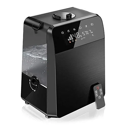 6L Warm and Cool Mist Humidifiers Large Room Baby Bedroom, Customized Humidity Vaporizer Quiet Air Humidifier with LED Touch Display and Remote, Essential Oil for Wholehouse