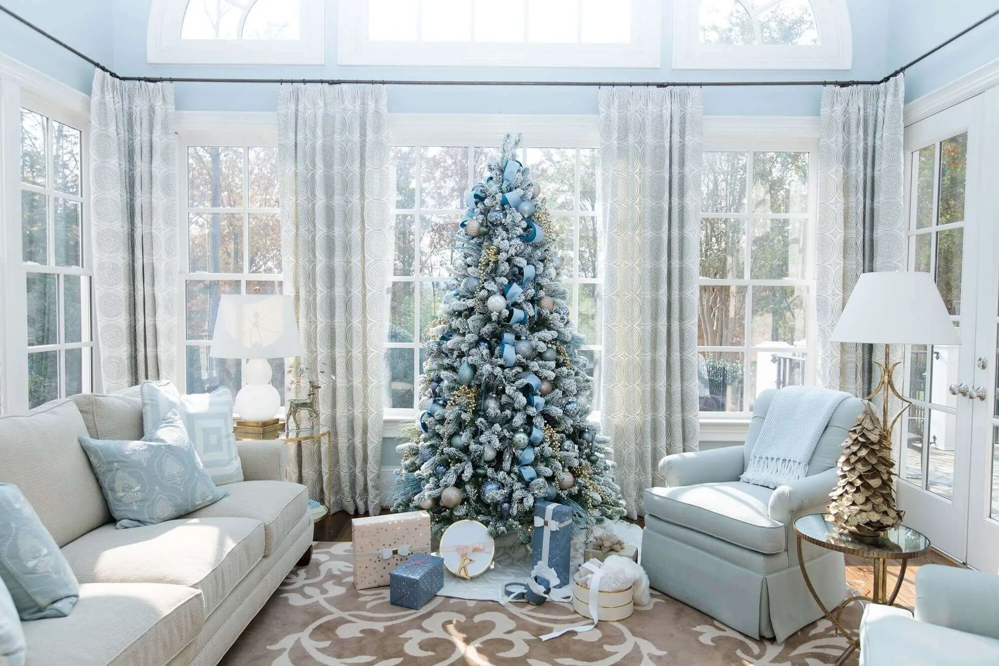 7.5' King Flock® Tree with Warm White LED Lights - OPEN BOX - FINAL SALE