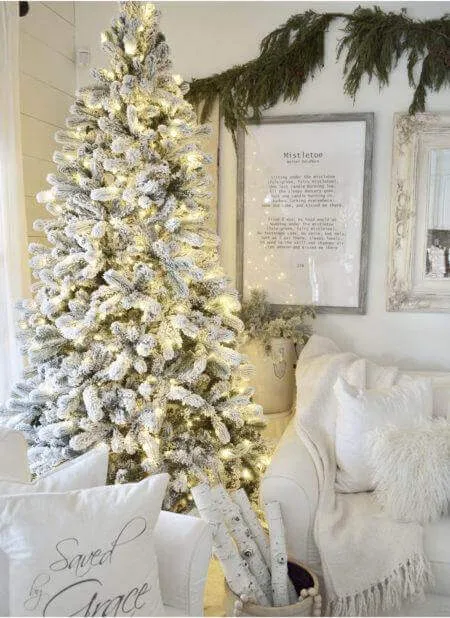 7.5' King Flock® Tree with Warm White LED Lights - OPEN BOX - FINAL SALE