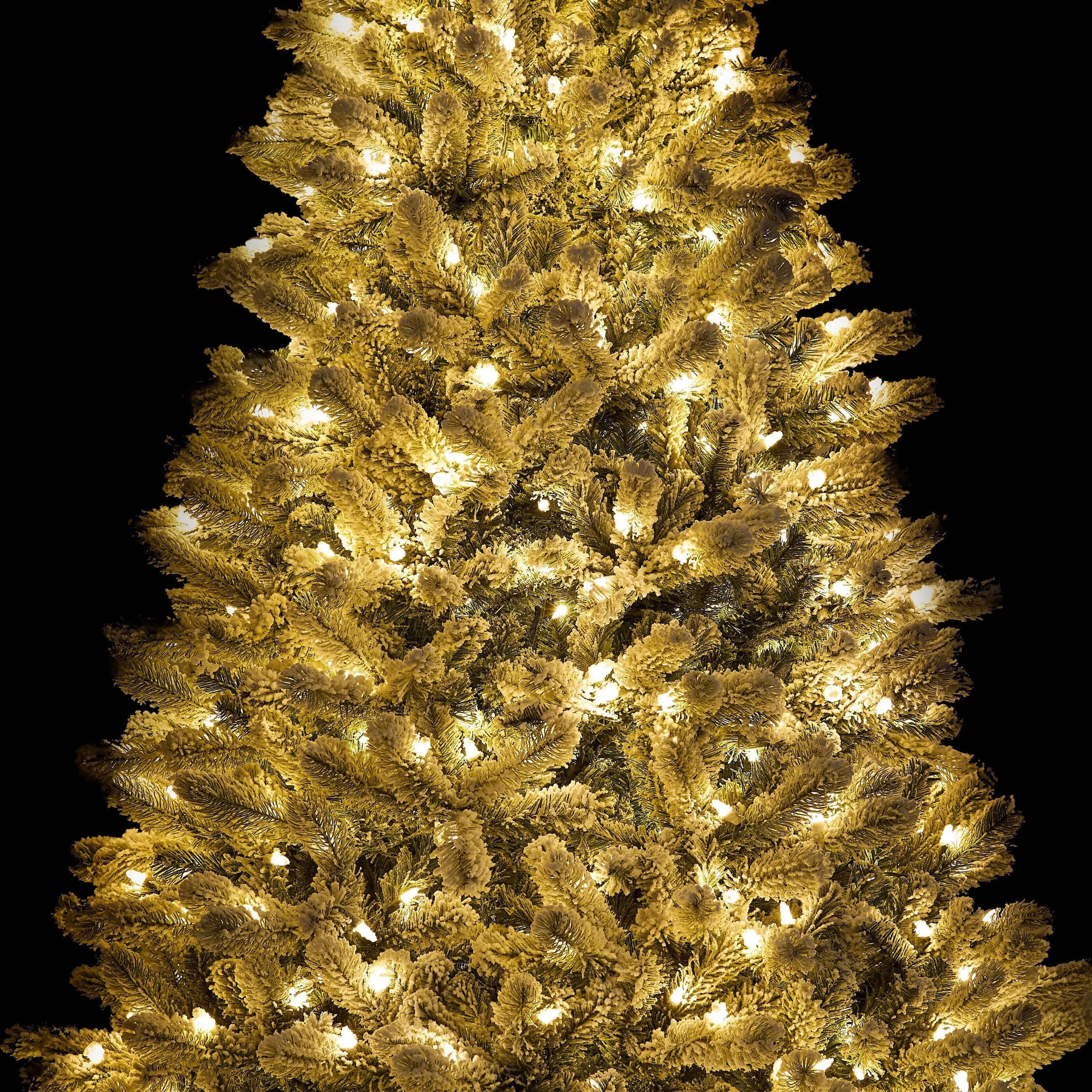 7.5' King Flock® Tree with Warm White LED Lights - OPEN BOX - FINAL SALE
