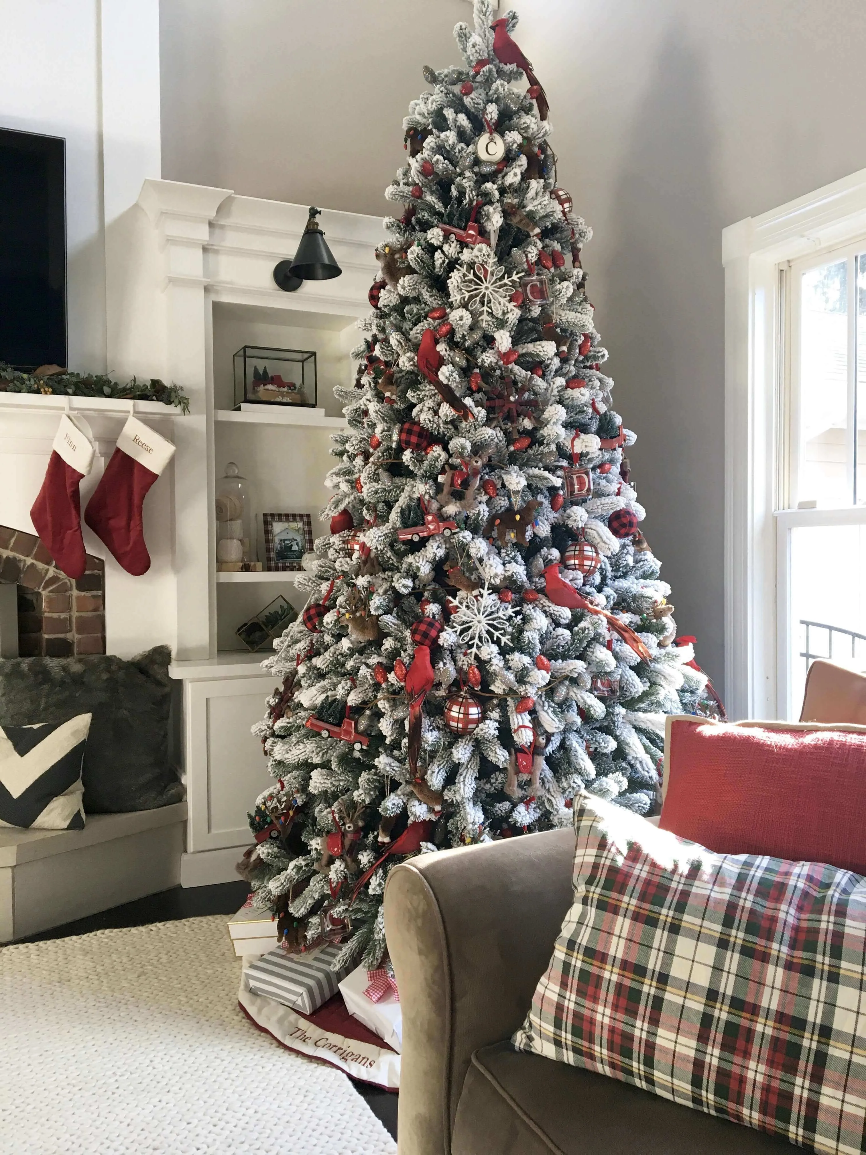 7.5' King Flock® Tree with Warm White LED Lights - OPEN BOX - FINAL SALE