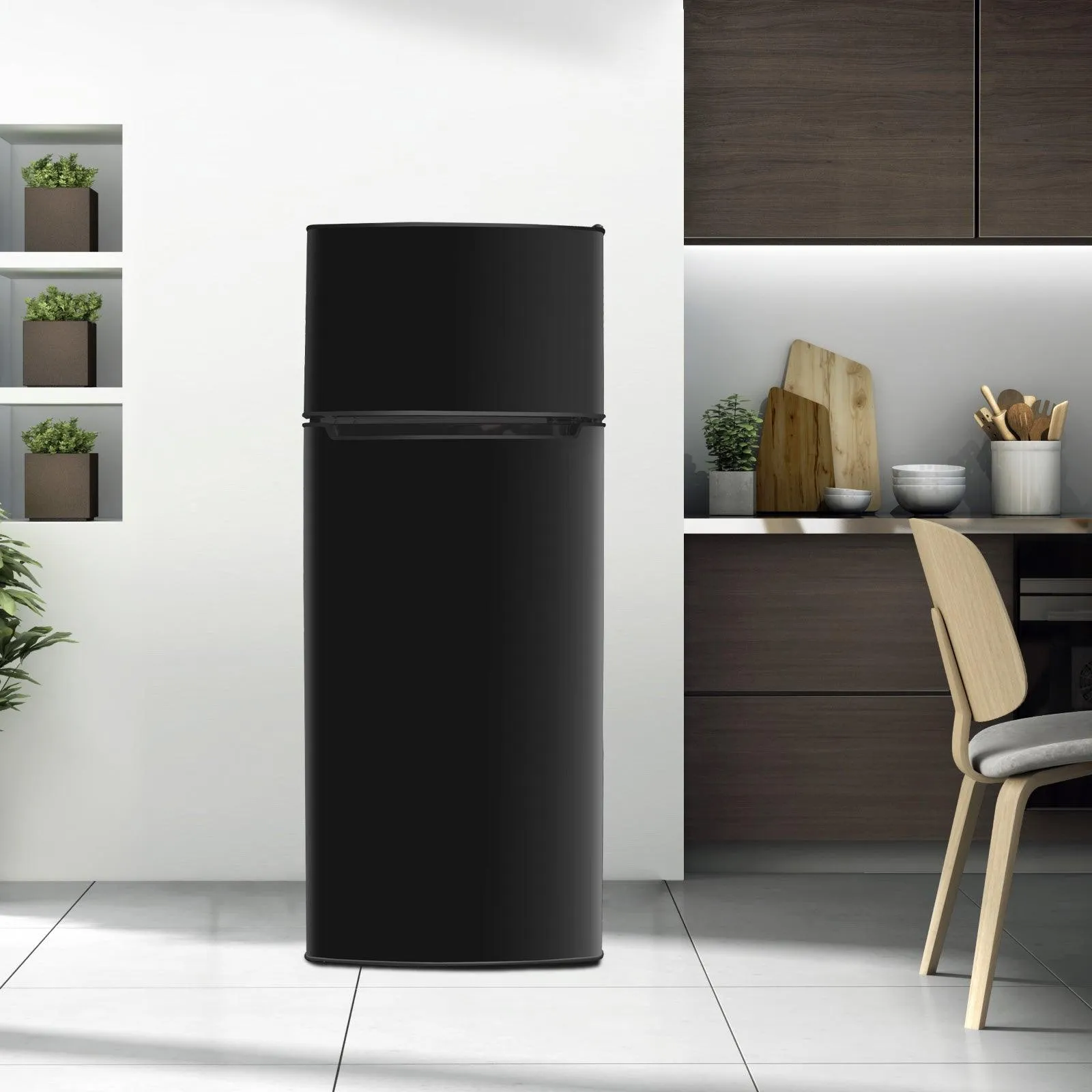 7.7 Cu.ft. 2-Door Refrigerator with Freezer Fridge with Adjustable Thermostat Control, Black