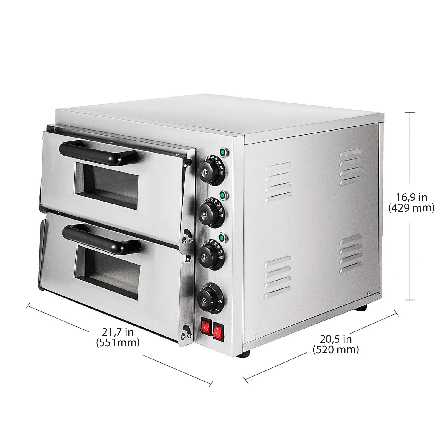 A-HEP2ST Double Pizza Oven | Electric Pizza Maker | Separately Operated Thermostats | Stainless Steel | 3kW