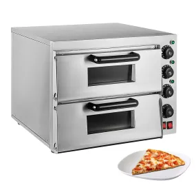 A-HEP2ST Double Pizza Oven | Electric Pizza Maker | Separately Operated Thermostats | Stainless Steel | 3kW