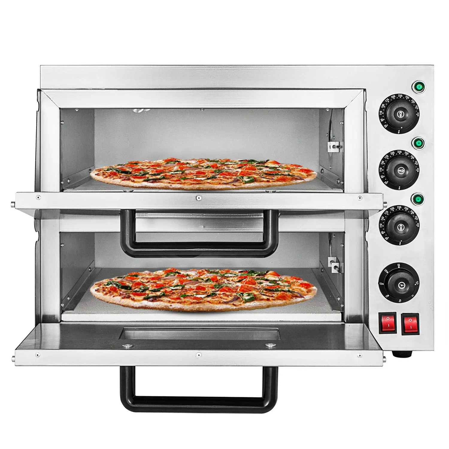 A-HEP2ST Double Pizza Oven | Electric Pizza Maker | Separately Operated Thermostats | Stainless Steel | 3kW