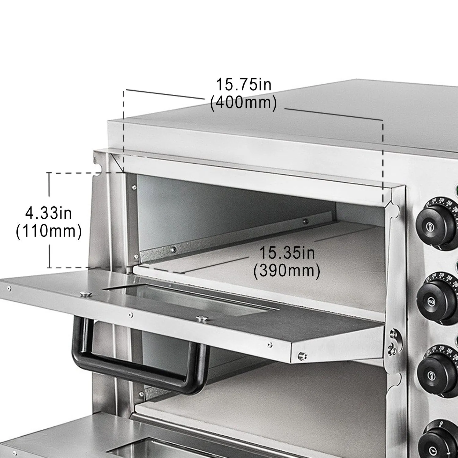 A-HEP2ST Double Pizza Oven | Electric Pizza Maker | Separately Operated Thermostats | Stainless Steel | 3kW