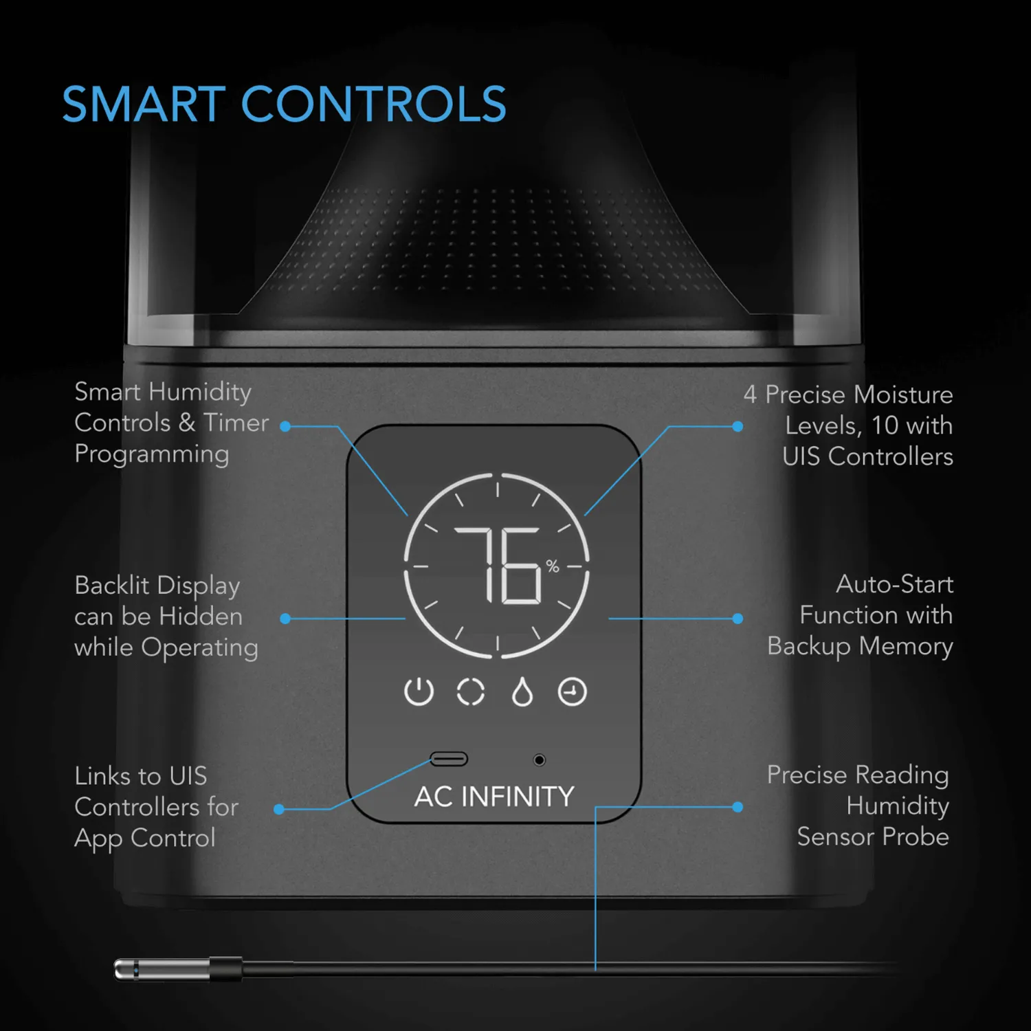 AC Infinity CLOUDFORGE T5, Environmental Plant Humidifier, 9L, Smart Controls, Targeted Vaporizing