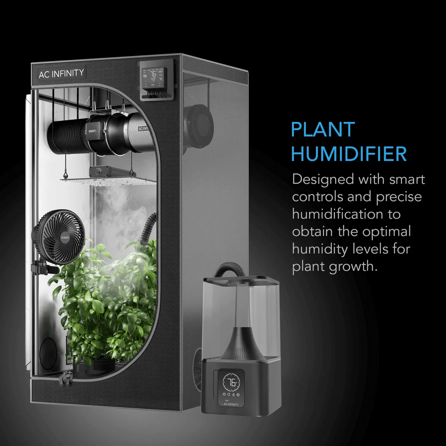 AC Infinity CLOUDFORGE T5, Environmental Plant Humidifier, 9L, Smart Controls, Targeted Vaporizing
