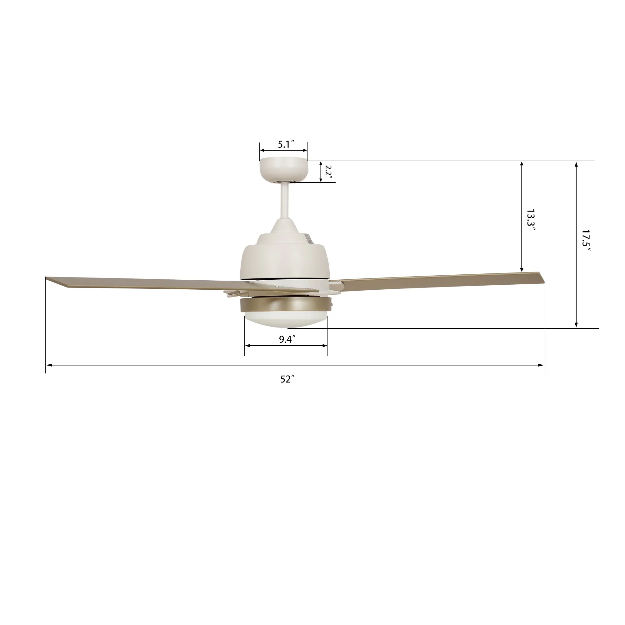 Addison 52 inch Smart Ceiling Fan with LED Light Wall Switch