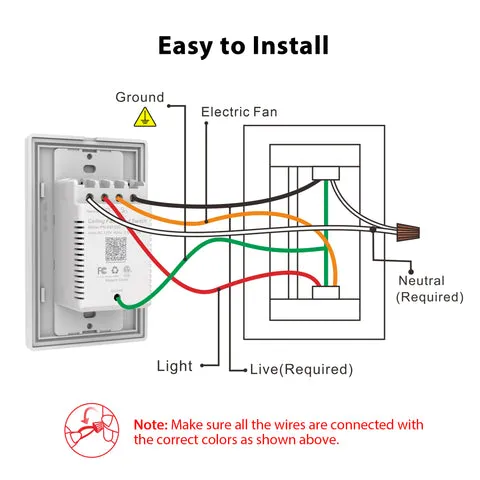 Addison 52 inch Smart Ceiling Fan with LED Light Wall Switch