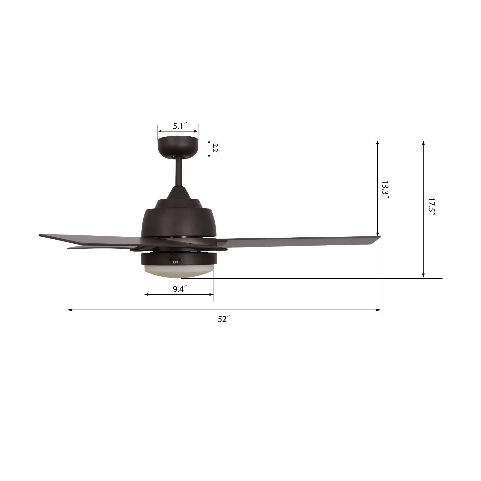 Addison 52 inch Smart Ceiling Fan with LED Light Wall Switch