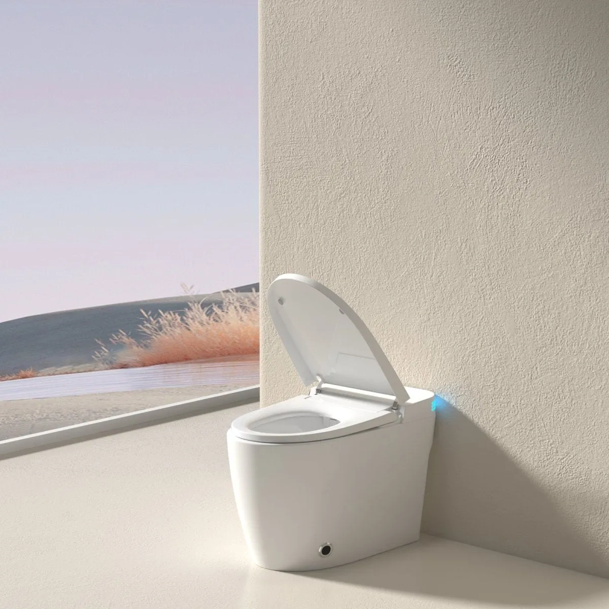 Allsumhome Smart Toilet with Voice Control and Bubble Shield,Heated Bidet Seat, Portable toilet with bidet built in AUTO Open&Close, Bidet toilet with Dryer and Warm Water,Tankless Toilet in 1.28GPF,Gray Screen