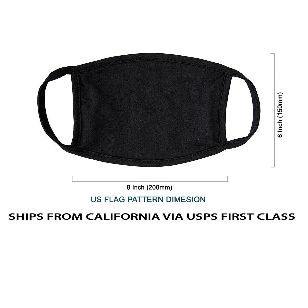Amba7 Reusable Breathable Cloth Face Mask - Machine Washable, Non-Surgical Double Layer Anti-Dust Protection, Unisex - For Home, Office, Travel, Camping or Cycling (3 Black   2 USA Flag Design) In Stock