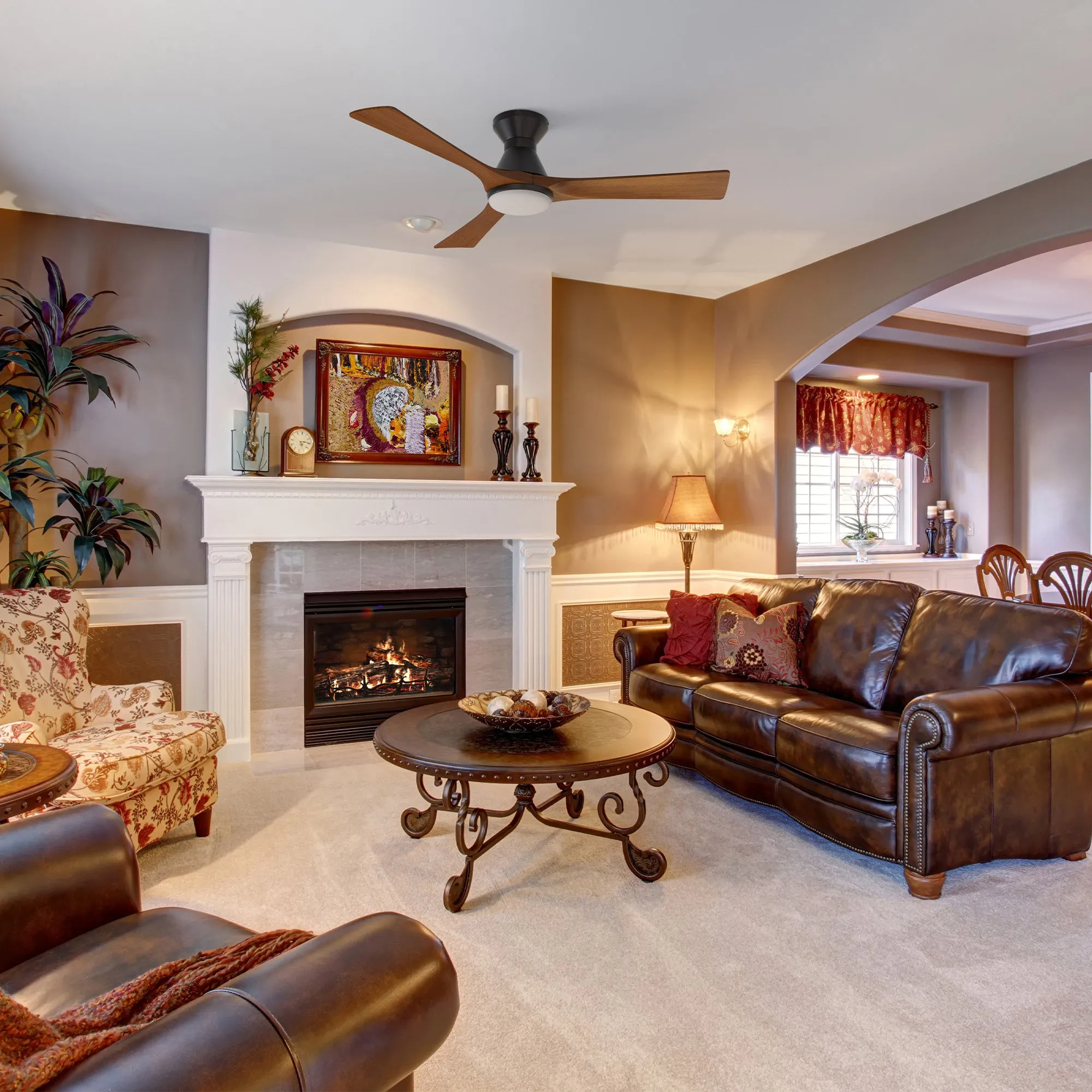 Antrim Flush Mount Smart Outdoor Fan with Led Light and Remote 52"