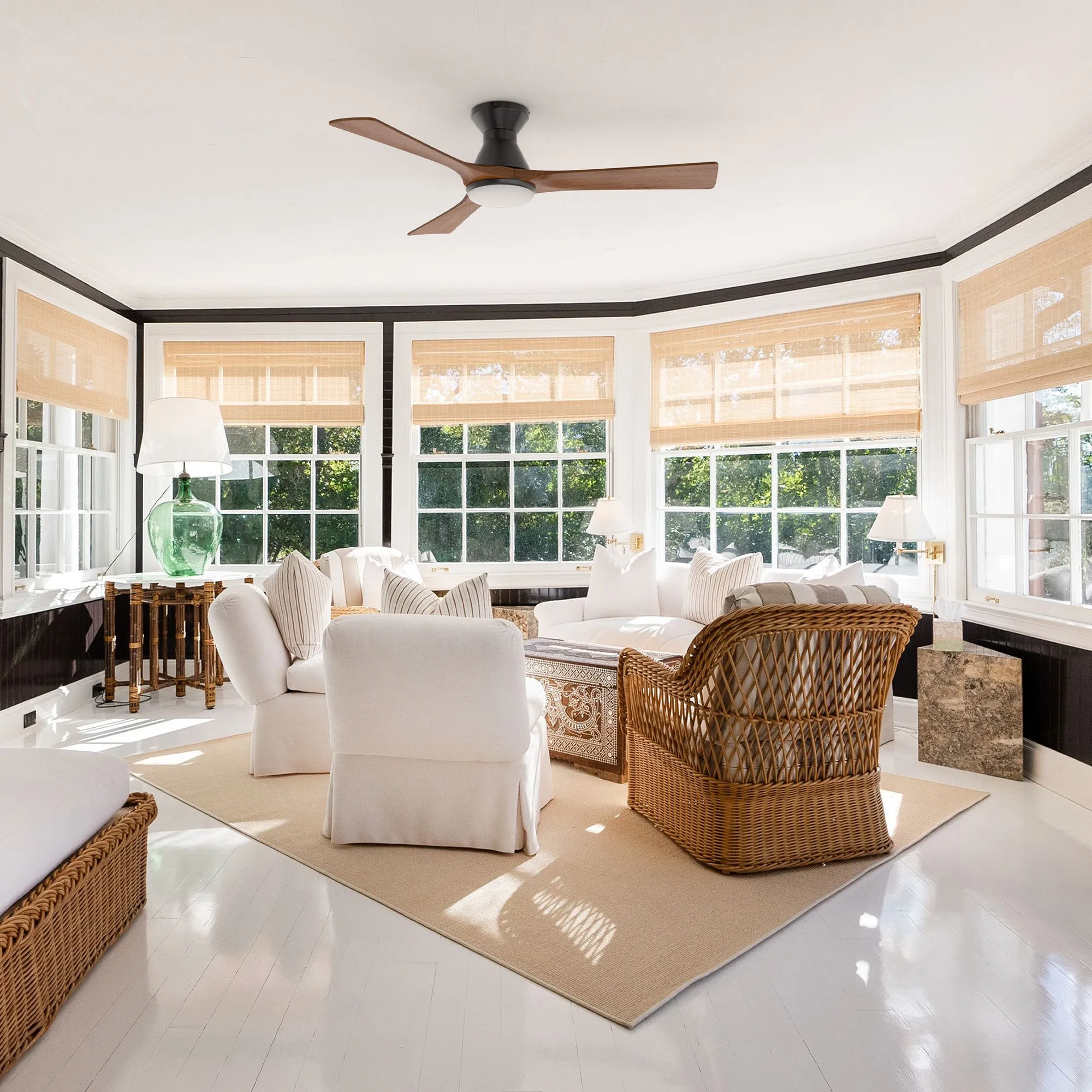 Antrim Flush Mount Smart Outdoor Fan with Led Light and Remote 52"