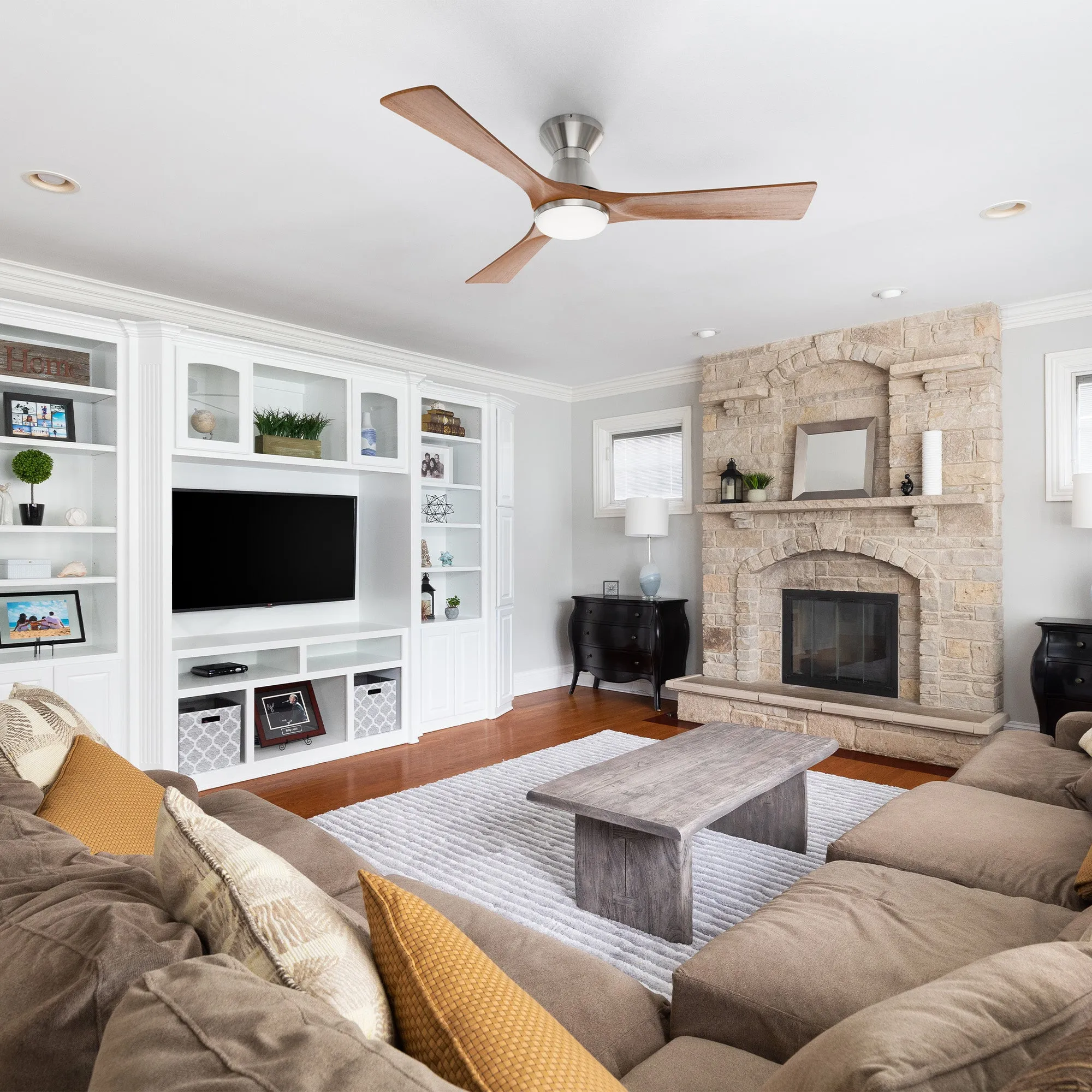 Antrim Flush Mount Smart Outdoor Fan with Led Light and Remote 52"