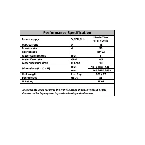 ARCTIC-HP-035ZA/BE 29,000 BTU Air to Water Heat Pump