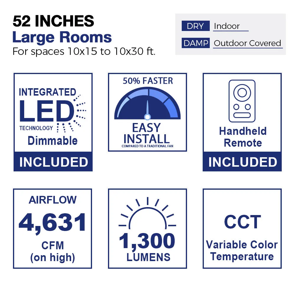 Aspen Low Profile Outdoor/Indoor Smart Ceiling Fan with LED Light 52”