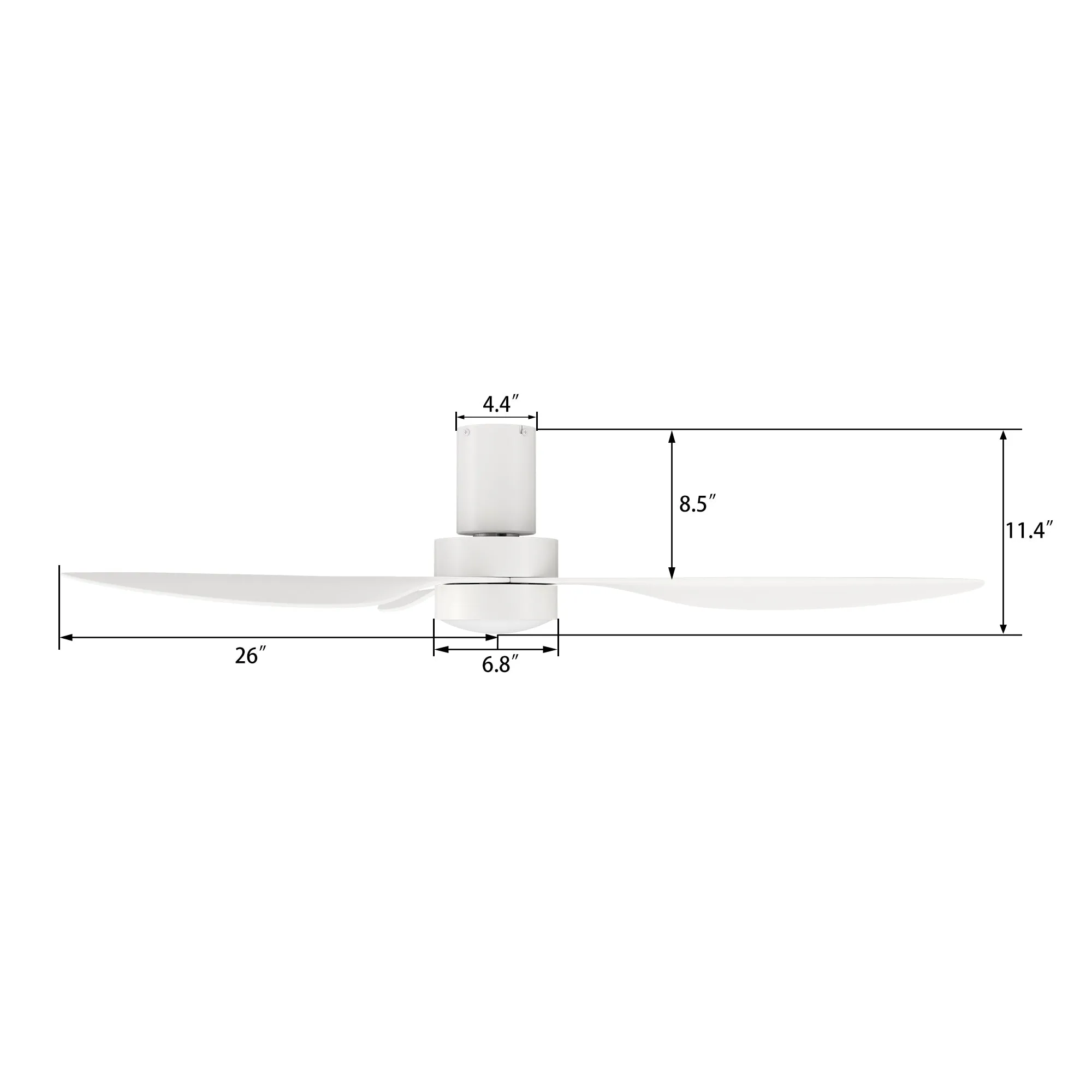 AURORA 52 inch 3-Blade Flush Mount Smart Ceiling Fan with LED Light Kit & Remote- White/White