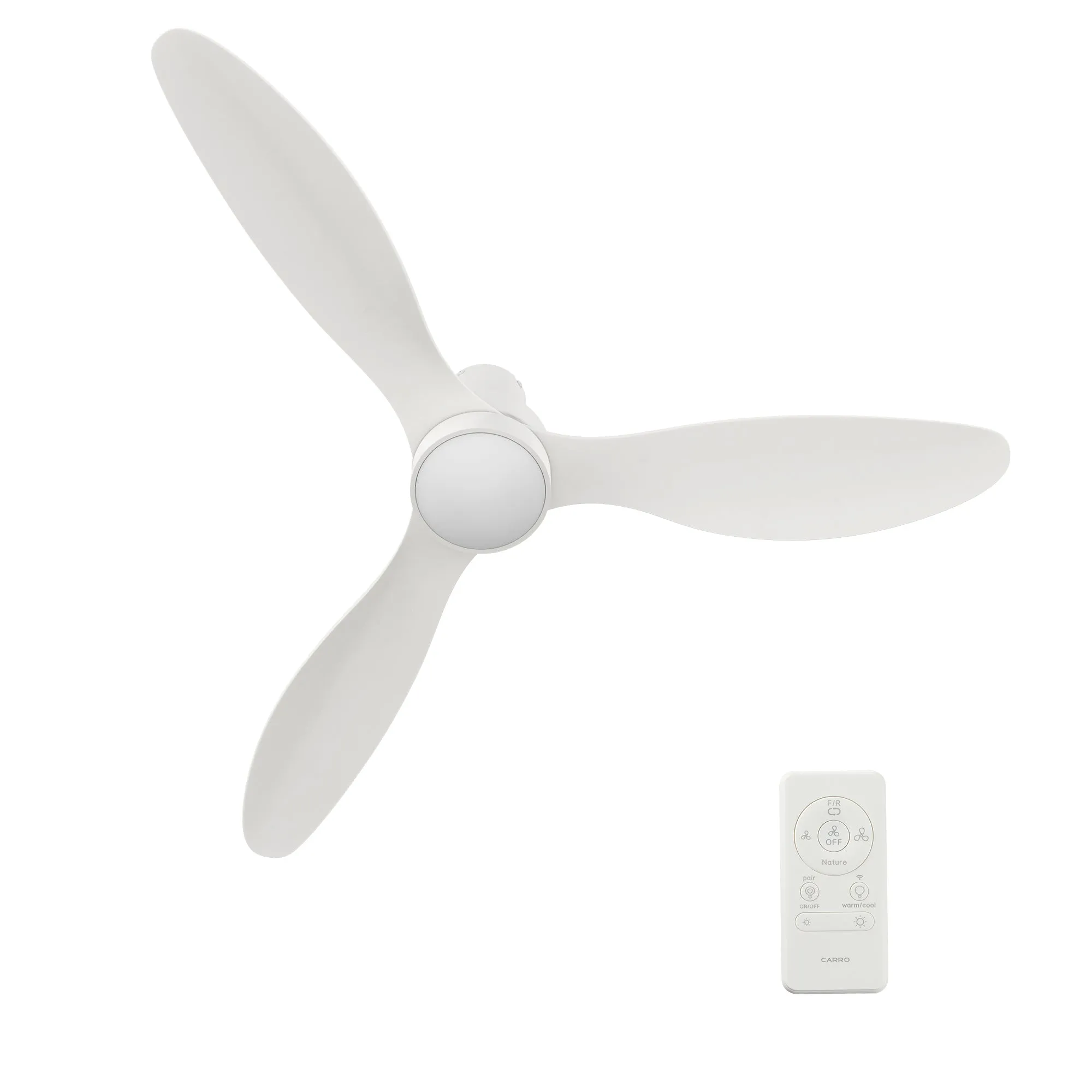 AURORA 52 inch 3-Blade Flush Mount Smart Ceiling Fan with LED Light Kit & Remote- White/White