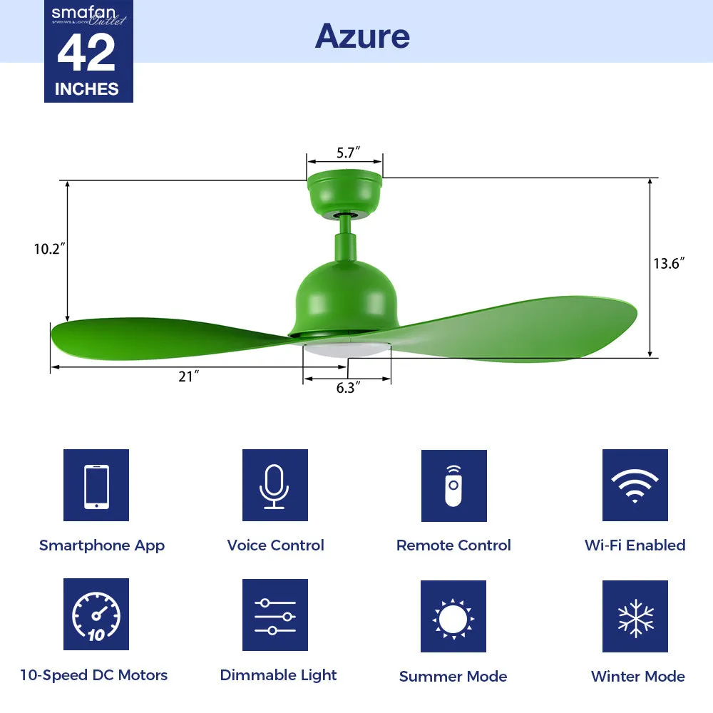 Azure Modern Smart Ceiling Fan with LED light and Remote 42 inch