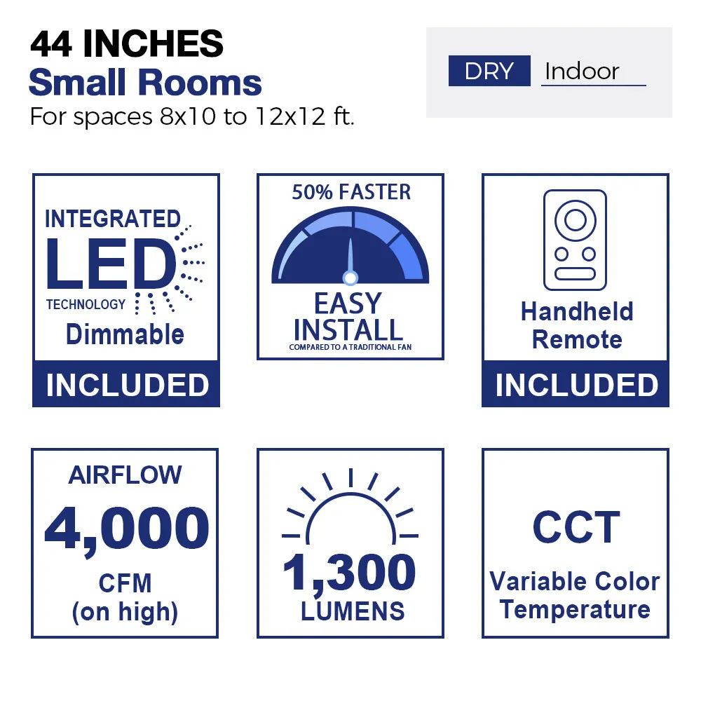 Barnet Flush Mount Smart Ceiling Fan with LED Light and remote 44 inch