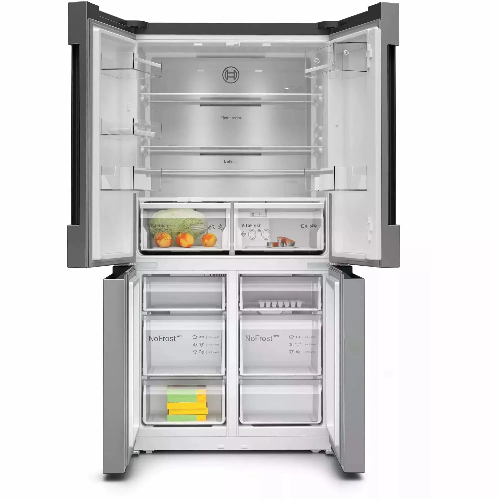 Bosch Serie 6 605L Freestanding French Door Fridge Freezer with Anti-fingerprint - Stainless Steel | KFN96APEAG