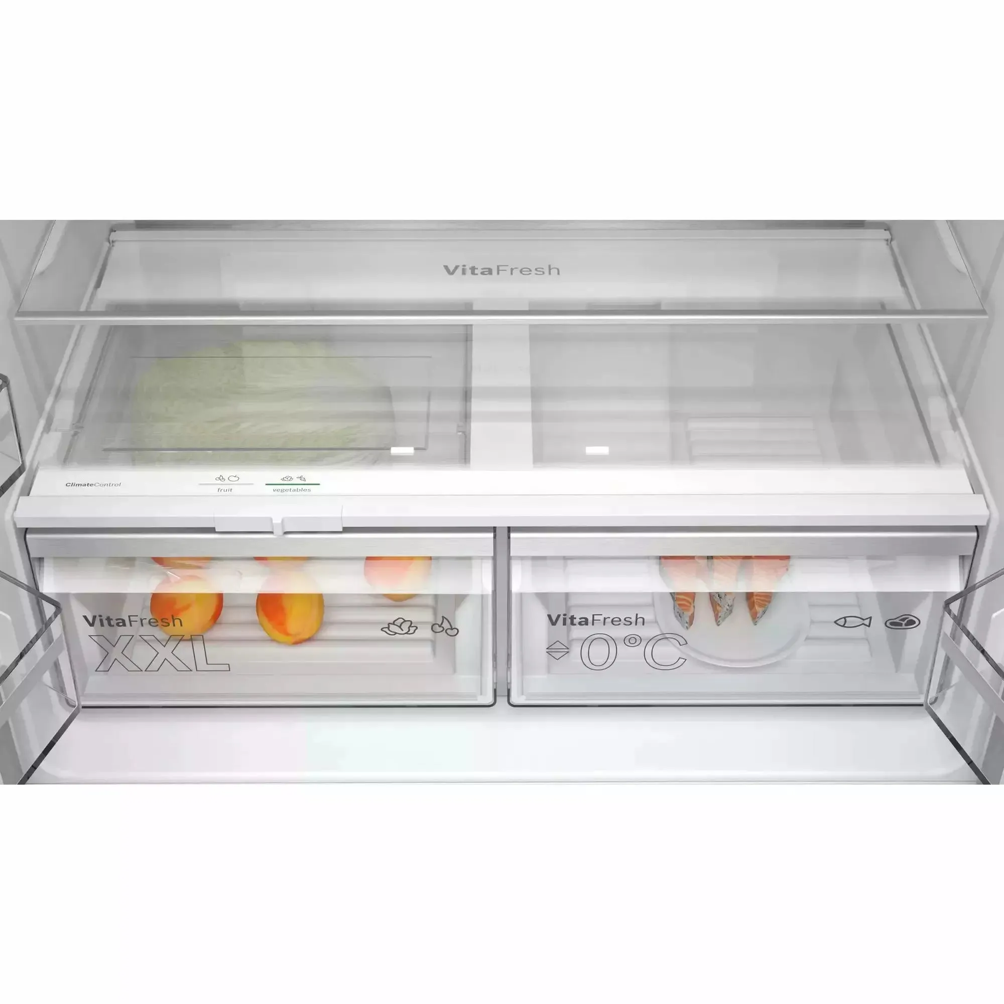 Bosch Serie 6 605L Freestanding French Door Fridge Freezer with Anti-fingerprint - Stainless Steel | KFN96APEAG