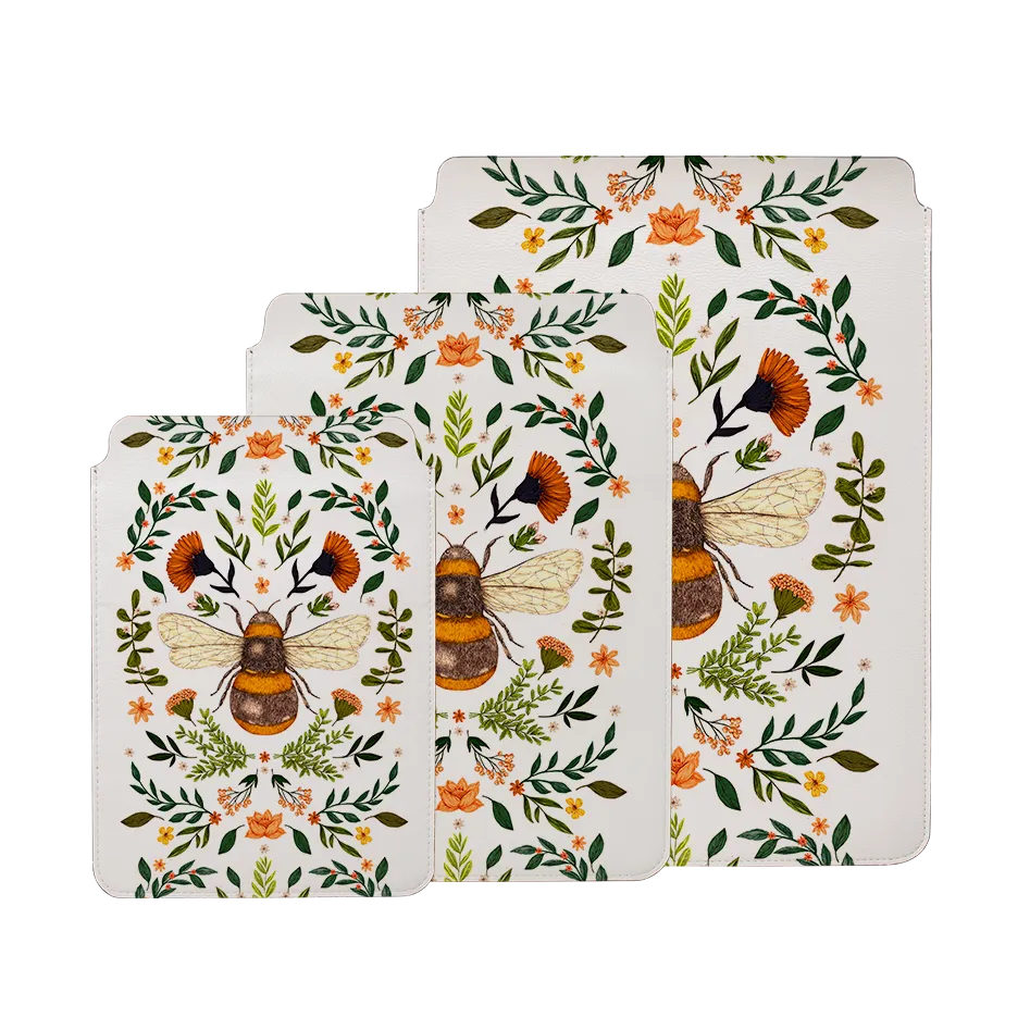 Botanical Bee White By Jade Mosinski Laptop, Kindle & iPad Sleeve