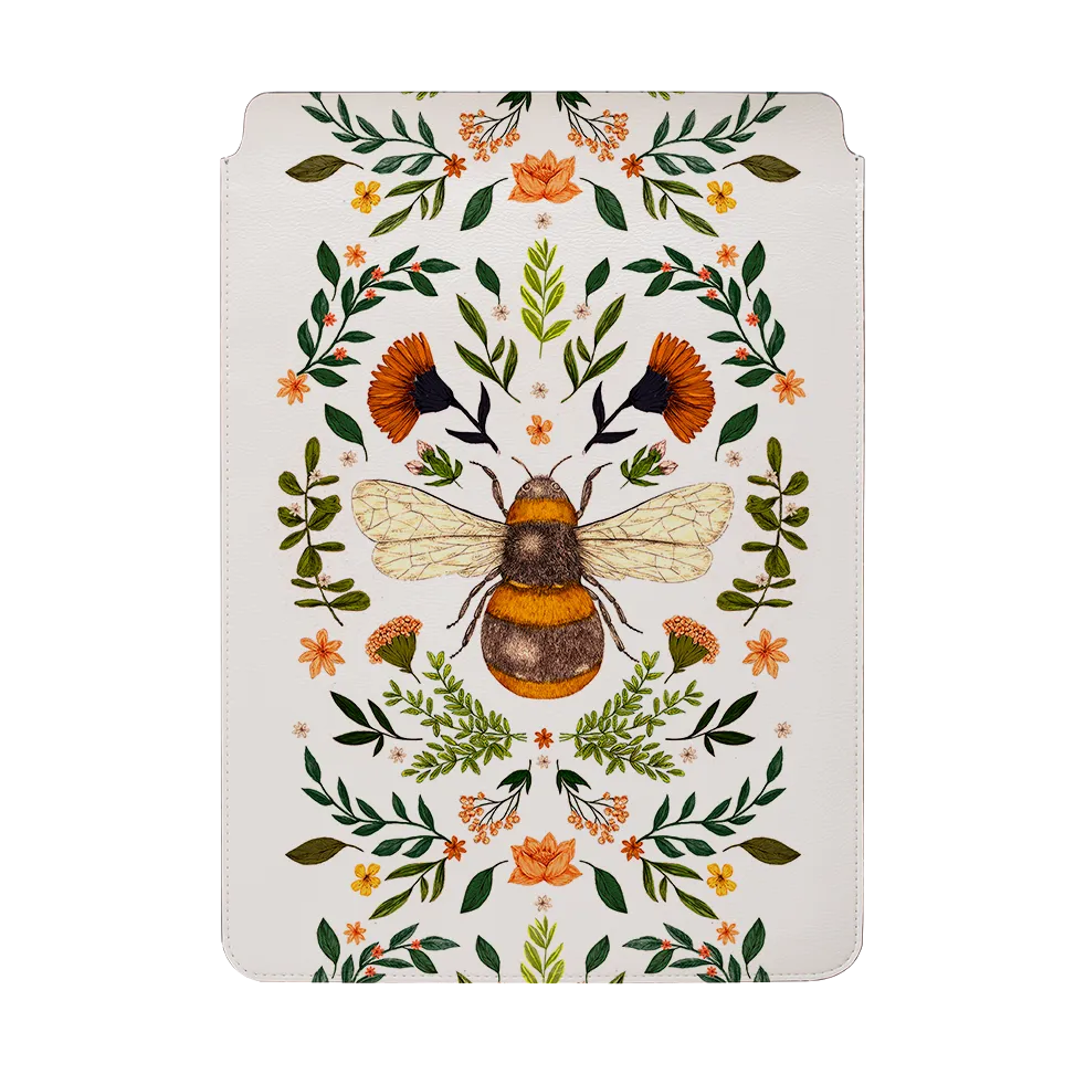 Botanical Bee White By Jade Mosinski Laptop, Kindle & iPad Sleeve