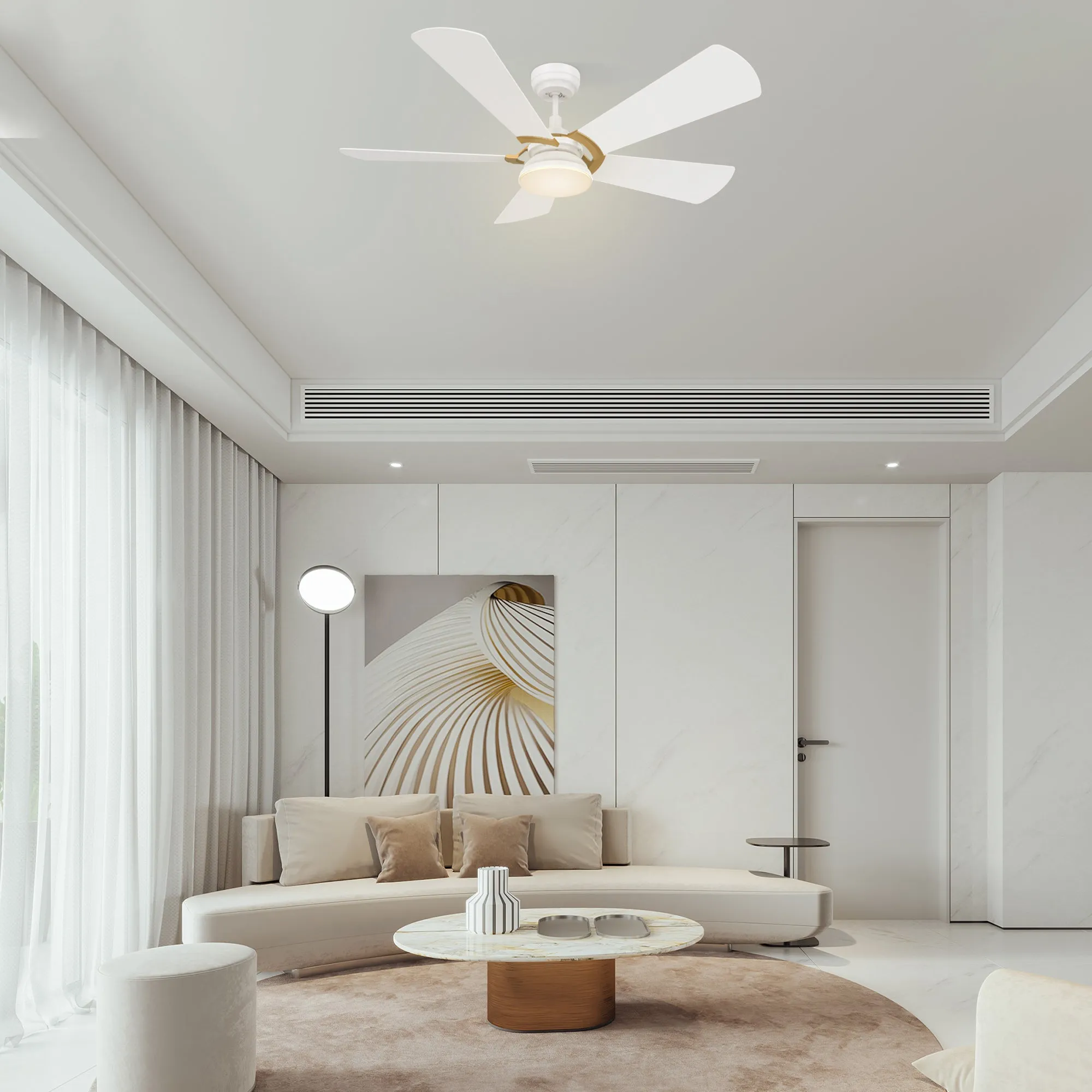 Bradford Outdoor Ceiling Fan with Dimmable LED Light Remote 52"-Smart