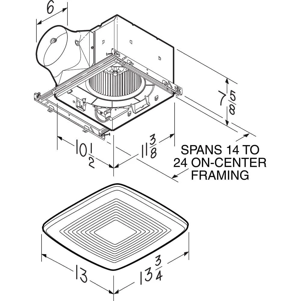 Broan XB110 NuTone ULTRA Single-Speed Energy Star Fan, 110 CFM, Under 0.3 Sones