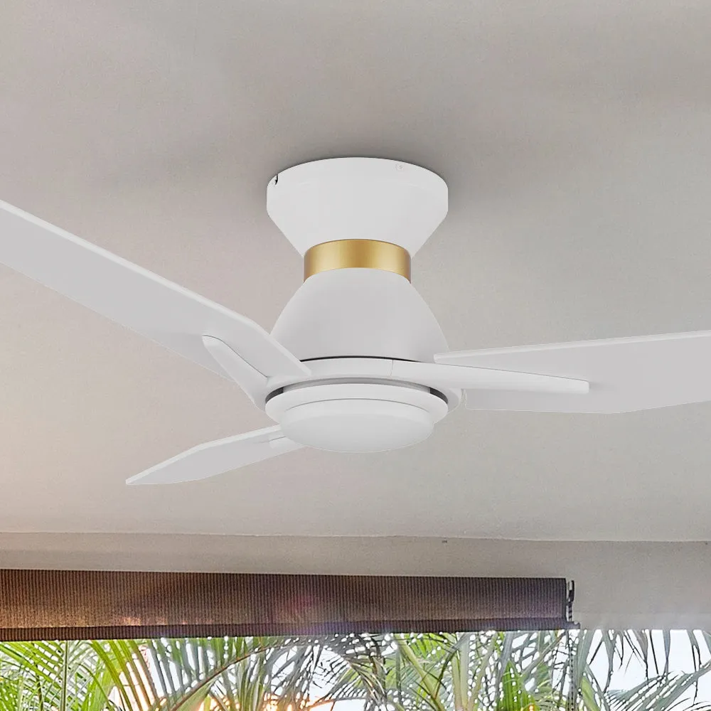 Brooks Smart Flush Mount Ceiling Fan with LED Light Outdoor Indoor 52”