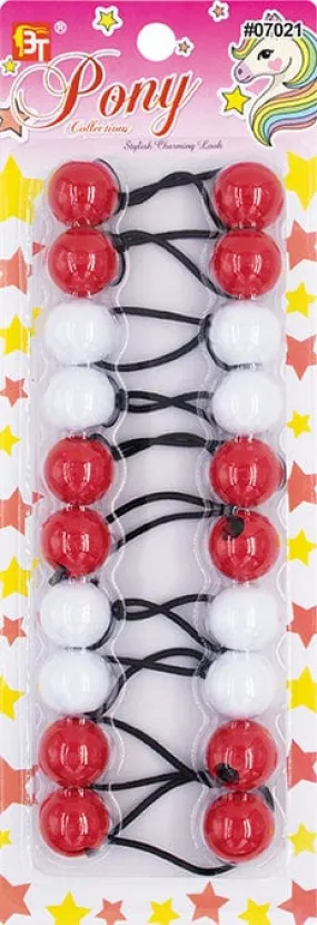BT PonyTail Holders 20mm Red/White (07021)