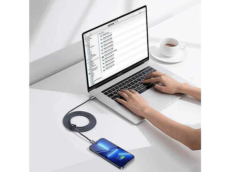 Cable USB-C a Lightning - Baseus Crystal Shine, Para Apple, 2m, Lightning y USB-C, 20W, 480 Mbps, Negro